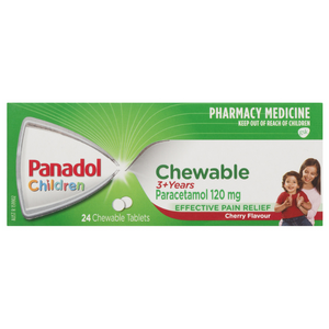 Panadol Children 3+ Years Chewable Cherry Flavour 24 Tablets