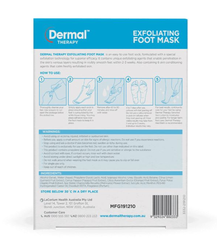 Dermal Therapy Exfoliating Foot Mask 4ml 3 in 1