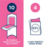 Veet Easy-Gel Face Wax Strips 20 Strips with 4 Perfect Finish Wipes