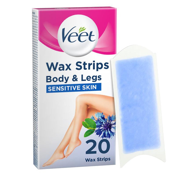 Veet Easy-Gel Body & Legs Wax Strips Sensitive Skin 20 Strips