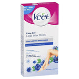 Veet Easy-Gel Legs Wax Strips Sensitive Skin 20 Strips With 2 Perfect Finish Wipes