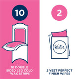 Veet Easy-Gel Legs Wax Strips Sensitive Skin 20 Strips With 2 Perfect Finish Wipes