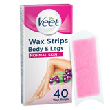 Veet Cold Wax Strips Hair Removal For Normal Skin Body & Legs 40 Strips