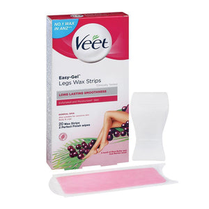 Veet Easy-Gel Legs Wax Strips - 20 Wax Strips & 2 Finish Wipes