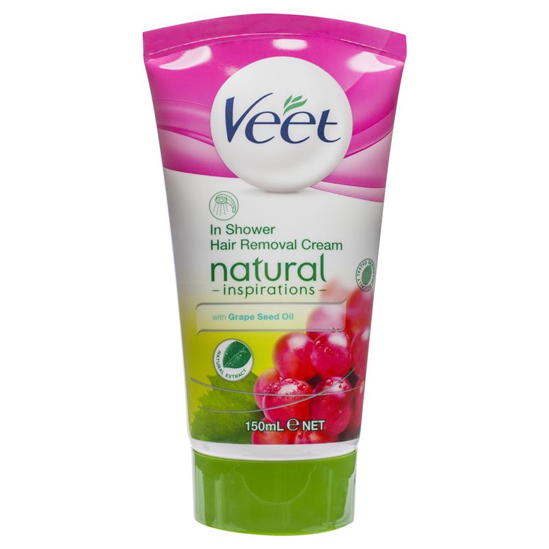 Veet Natural Inspirations Shower Cream Grape Seed Oil Hair Removal 150ml
