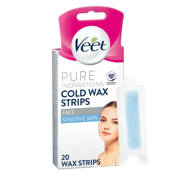 Veet Pure Cold Wax Face Hair Removal Strips For Sensitive Skin 20 Strips
