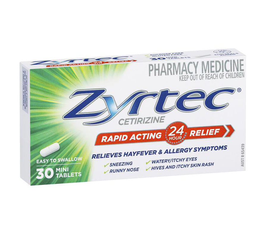 Zyrtec Cetirizine Rapid Acting Allergy & Hayfever Relief 30 Tablets