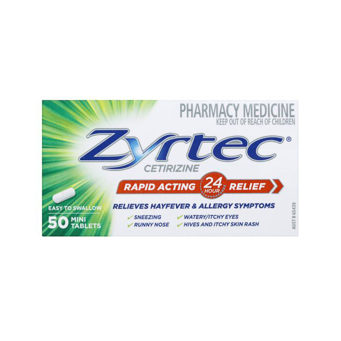 Zyrtec Cetirizine Rapid Acting Relief 50 Tablets