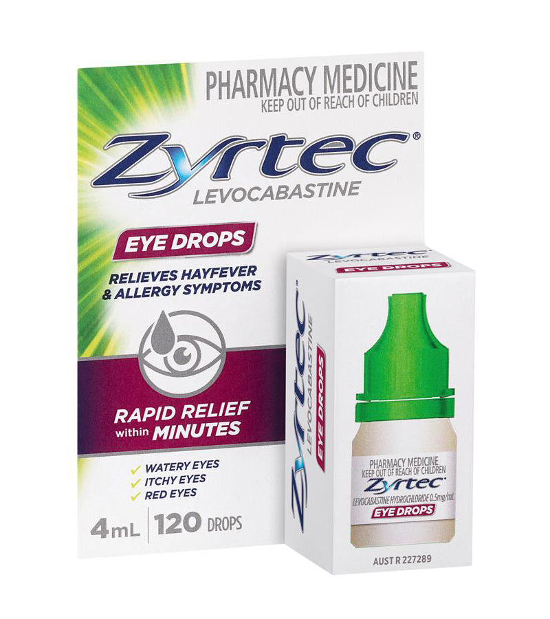 Zyrtec Levocabastine Eye Drops For Hayfever & Allergy Relief 4ml