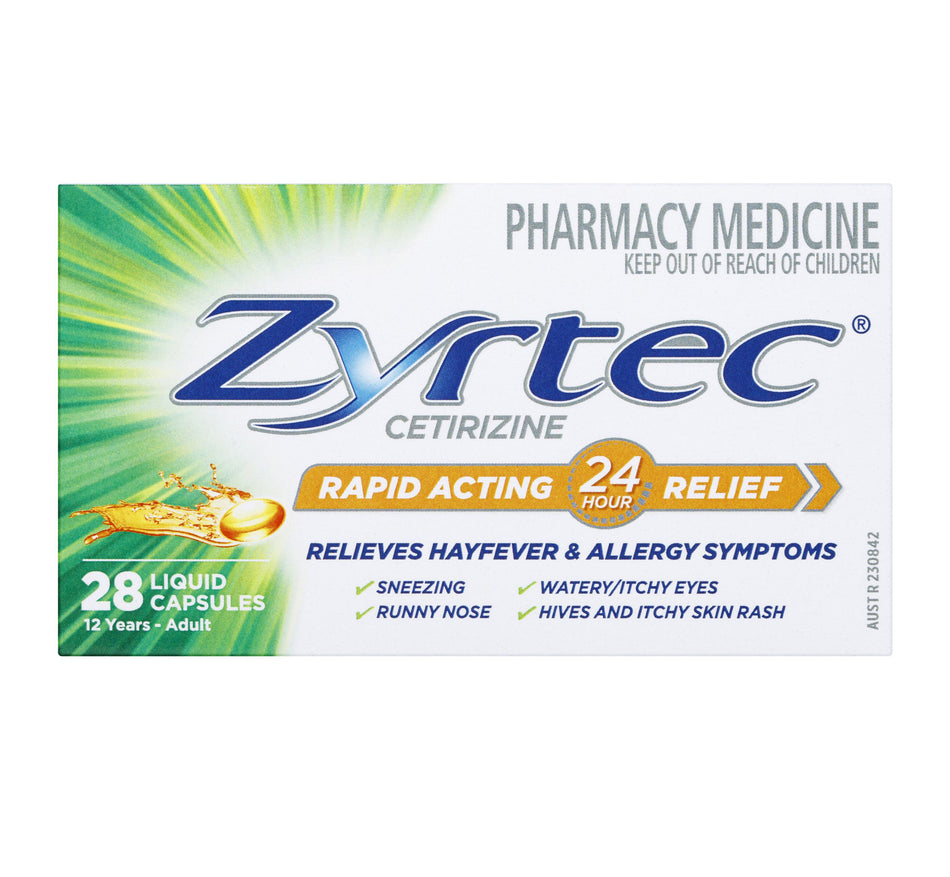 Zyrtec Rapid Acting Allergy & Hayfever Relief 28 Capsules