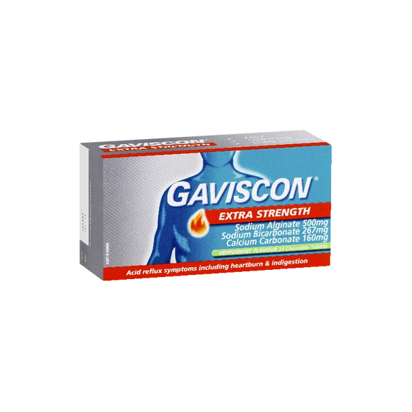 Gaviscon Double Strength Chewable Tablets Peppermint 500mg 24 Pack